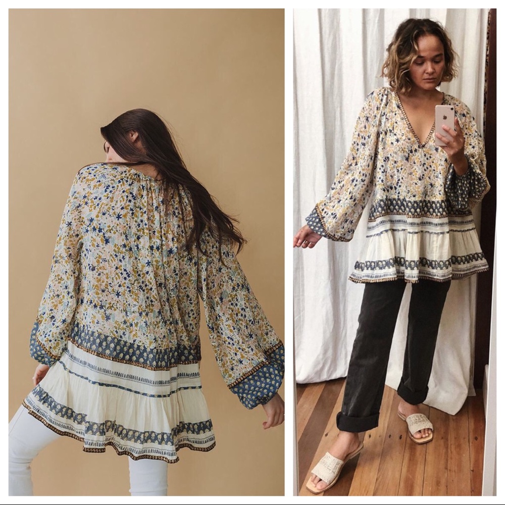 FREE PEOPLE BOHO FLOWY TUNIC SWING MINI DRESS A2C - Picture 7 of 16
